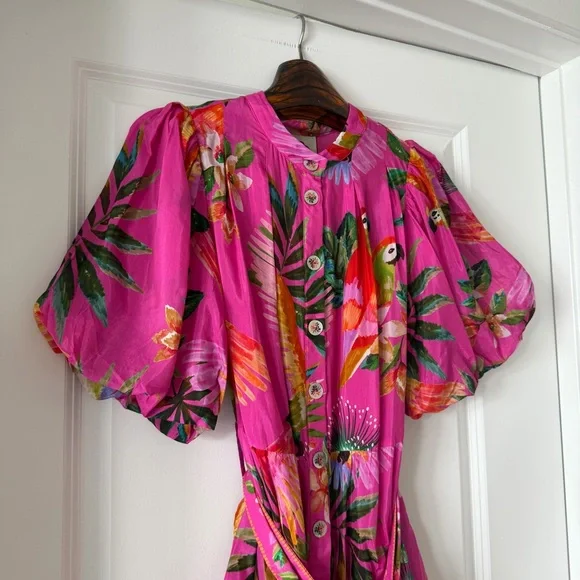 Farm Rio Printed belted cotton-blend midi dress - Picture 2 of 9